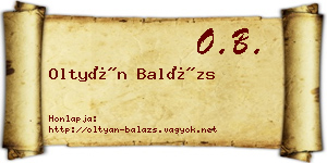Oltyán Balázs névjegykártya
